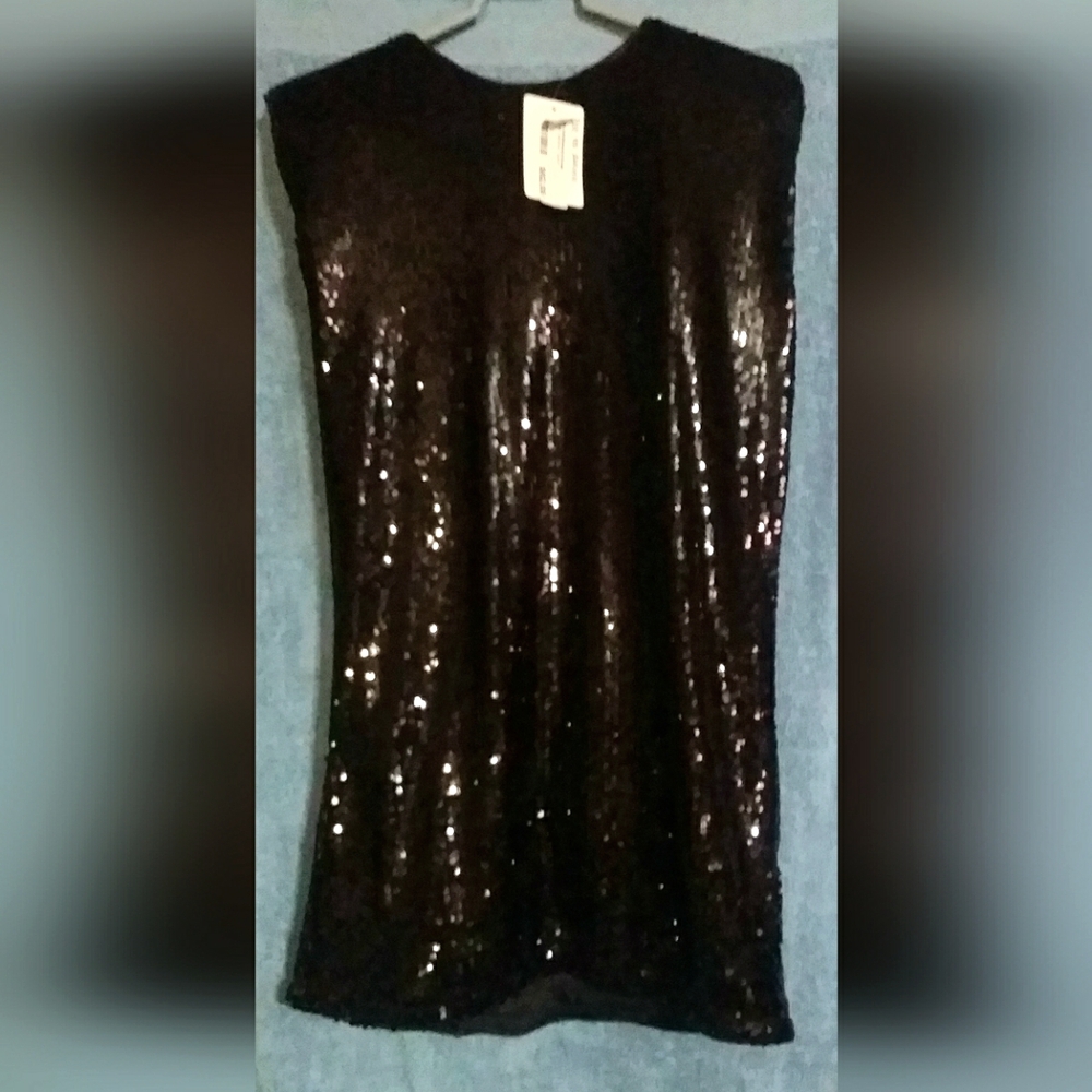 NWT Beautiful Black Sequined Midi Dress
